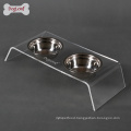 Double Pet Cat Bowl With Stand Thick Stainless Steel Pet Food Feeder Of Wholesale Stainless Steel Dog Bowl